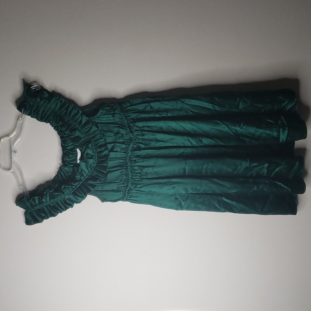 Susana Monica Emlerd Green 100% Silk Sleeveless Dress Size 6